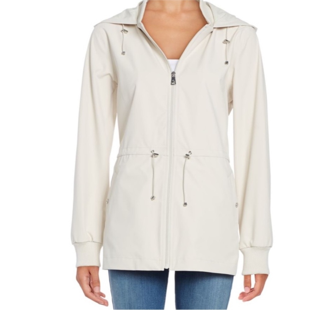 Bernardo peplum jacket with ruffle hem